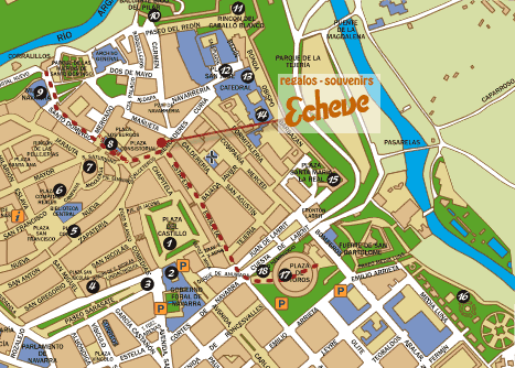 plano de localización de echeve y monumentos de Pamplona